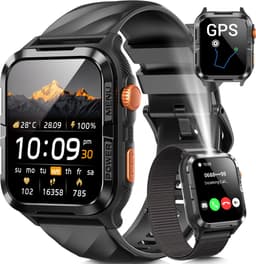 Blackview GPS Smartwatch Heren - W10Pro - Intelligent GPS Outdoor Sports Positioning Watch -Square Sporthorloge - Slim Horloge - Bluetooth Bellen en ChatGPT - Hartslagmeter - Slaapmonitor - LED Zaklamp voor Android en iOS- Zwart — thumbnail 1