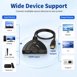 HDMI Switch 3 In 1 - Full HD 4K Resolutie - Compact Design - Voor Tv Monitor Beamer - Plug & Play — thumbnail 3