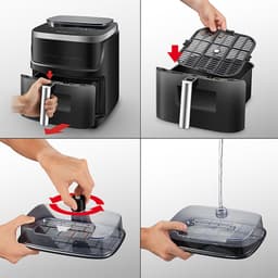 Airfryer met Stoomfunctie - 7 Liter - Heteluchtfriteuse - Digitale Air Fryer - Kijkvenster - Binnenverlichting - Instelbare Temperatuur - Zelfreinigingsprogramma — thumbnail 4