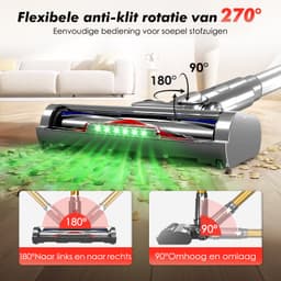 Adormii Steelstofzuiger Draadloos – 50000Pa Sterke Zuigkracht – 60 Min Accuduur – Anti-haarwikkel Vloerborstel – 4 HEPA-filters – 1,6 L Stofreservoir – Groene LED Stofdetectieverlichting – Goud — thumbnail 4