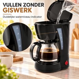 Koffiezetapparaat Filterkoffie - Compact Koffiemachine met Warmhoudfunctie - Herbruikbaar Filter - 1–2 Personen — thumbnail 5
