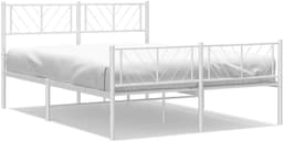 Bedframe met hoofd- en voeteneinde, metaal, wit, 150 x 200 cm, hotelbedframe, bedframe voor woonkamer, slaapkamer, geschikt voor slaapkamer — thumbnail 5