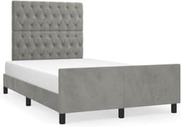 Bedframe met hoofdeinde, lichtgrijs, 120 x 200 cm, fluwelen bedframe voor slaapkamer, logeerkamer, familiebed, hotelbed, bedframe voor slaapkamer, hotel, logeerkamer — thumbnail 4