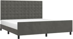 Bedframe met hoofdeinde, donkergrijs, 180 x 200 cm, fluweel, bedframe voor slaapkamer, hotel, logeerkamer, bedframe, familiebed voor slaapkamer, hotel, logeerkamer — thumbnail 4