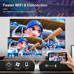 VHV - Beamer - Smart 1080P Full HD Projector - Mini Beamer - FULL HD (4K-Ondersteuning) - 3000 lumen - WiFi & Bluetooth - Ingebouwde Speakers - Draagbare Beamer Thuisbioscoop - Voor iOS en Android — thumbnail 2