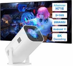 VHV - Beamer - Mini Beamer - Smart 1080P Full HD Projector - FULL HD (4K-Ondersteuning) - 200 ANSI - WiFi & Bluetooth - Ingebouwde Speakers - Draagbare Beamer Thuisbioscoop - Voor iOS en Android - Autofocus — thumbnail 2