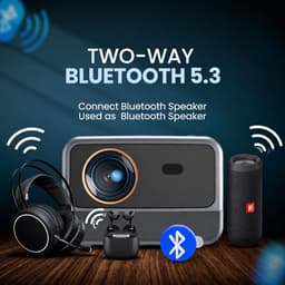 VHV - Beamer - Smart 1080P Full HD Projector - Mini Beamer - FULL HD (4K-Ondersteuning) - 10.000 lumen - WiFi & Bluetooth - Ingebouwde Speakers - Draagbare Beamer Thuisbioscoop - Voor iOS en Android - Autofocus — thumbnail 3