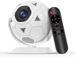 Mini-beamerprojector, 4K ondersteuning, 360° voetbalmotief, kleine thuisbioscoop, outdoor, wifi 6, bluetooth 5.4, autokeystone, draagbare projector, korte afstand voor mobiele — thumbnail 1