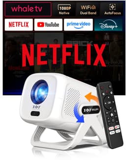 SnelShoppen - Gimbal N5 1080P Mini Beamer met Wifi en Bluetooth, Draagbare Projector met 230° Draaibare Houder en Automatische Correctie voor Feesten, — thumbnail 1