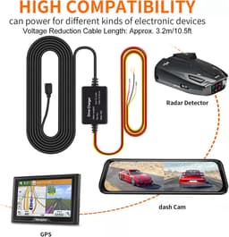 SnelShoppen - Dash Cam Hardwire Kit 12V-28V naar 5V, USB Adapter met Oververhittingsbescherming voor Auto Dashboard Camera, GPS Navigatie en Detector — thumbnail 5