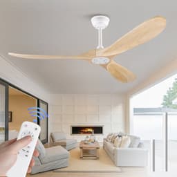 MODENUIT Plafondventilator – 152,4 cm – Zonder Verlichting – Hout en Metaal – Wit en Naturel – DC-Motor — thumbnail 1
