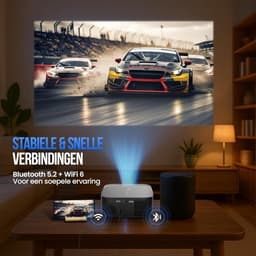 SnelShoppen - Draagbare Mini Beamer - Smart 1080P Full HD Projector met 4K Ondersteuning, WiFi, Bluetooth, Ingebouwde Speakers, Ideaal voor Thuisbiosc — thumbnail 3