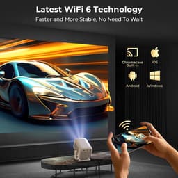 SnelShoppen - Slimme Beamer Native 1080P FHD met 4K Ondersteuning | Android 13, Auto Focus/Keystone, 800 ANSI Lumen, Google CTS Gecertificeerd, Compat — thumbnail 3