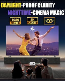 SnelShoppen - Mini-Beamer met Wifi en Bluetooth, 270° Rotatie, Geweven Stoffen Bekleding, Native 1080p Projector voor Thuis, Camping, Feest en Kindere — thumbnail 3