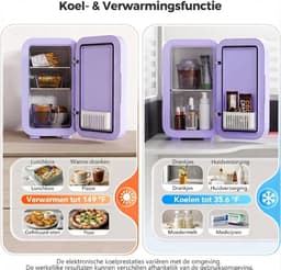 SP® Mini Koelkast - 6L Capaciteit - Minibar - Skincare Koelkast - Paars - 26cm x 19cm x 32cm — thumbnail 4