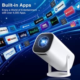 SnelShoppen - 4K Full HD 1080P Mini Projector - Draagbare Projector met WiFi 6, Bluetooth 5.4, 180° Rotatie en Automatische Trapeziumcorrectie voor Fe — thumbnail 2