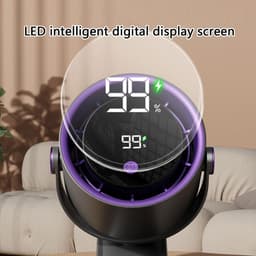Kraftverdia® Luchtcirculator – Oplaadbare Bureauventilator – Tafel-, Clip- en Wandventilator – 100 Traploos Instelbare Snelheden – LED Display – Stil – Grijs — thumbnail 4