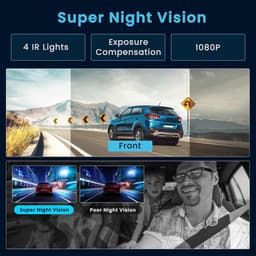 SnelShoppen - WiFi DashCam Auto met 64GB SD Kaart, Draadloze G-Sensor Voorzijde en Interieur, FHD 1080P, Loopopname, Bewegingsdetectie, Aanpassingen B — thumbnail 4