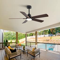 Zwarte 52-inch plafondventilator met licht en afstandsbediening - Stille omkeerbare DC-motor met 6 snelheden - 3 instelbare kleurtemperaturen — thumbnail 5
