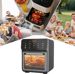 Heteluchtfriteuse Oven - Combi Apparaat - Gezinsmaaltijden Bereiden - Dubbele Zone Functionaliteit - 15 Liter - Zwart — thumbnail 5