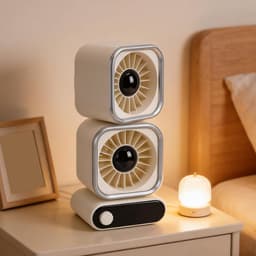 Tafelventilator Dubbele Kop - Bureauventilator Stille Ventilator - Persoonlijke Verkoeling - 100 Snelheden Instelbaar - 4000 mAh Batterij - Beige — thumbnail 3