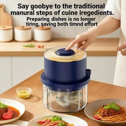 Keukenmachine - Mini hakmolen - Eten bereiden - Draadloze flexibiliteit - 350 ml - Blauw — thumbnail 5
