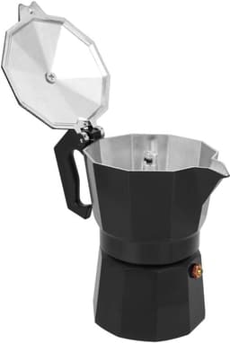 - 3 kopjes (3 kopjes), klassieke Italiaanse aluminium kookpan met handvat tegen bouillon, voor keuken, camping, kantoor, 150 ml (zwart) — thumbnail 5