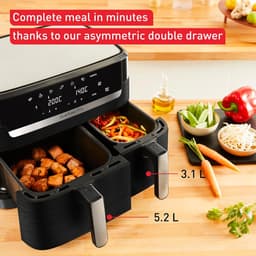 Heteluchtfriteuse Dubbele Lade - Airfryer XL - Complete Maaltijd Bereiden - Twee Zones Gelijk - 83 Liter - Zwart — thumbnail 2