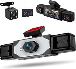 SnelShoppen - 4-Kanaals Dashcam Achteruitkijkspiegel 3.16 Inch, 1080P Auto Recorder met 4 Camera's, Nachtzicht, Bewegingsdetectie, Parkeerhulp + 64GB — thumbnail 1