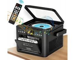 All-in-1 Speler - Retro CD Speler - Cassettespeler - Bluetooth Luidspreker - FM - USB & SD & AUX - 5000mAh - Opnemen - Afstandsbediening - Voor Slaapkamer Woonkamer en Kantoor - Cadeau