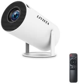 Livista Smart Mini Beamer – 4K Ondersteuning – Android 13 – WiFi 6 & Bluetooth 5.0 – Auto Keystone – Draagbare HD Projector – Voor Thuisbioscoop, Gaming & Presentaties – Geschikt voor IOS en Android – Wit — thumbnail 1