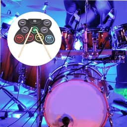Elektrisch Drumstel - Digitaal Drumstel - Muziek Speelgoed - Kinder Drumstel - met 9 Drumpads - Inclusief Drumsticks & Voetpedalen & Speaker - Oplaadbaar - 3,5mm - Voor Kinderen en Volwassenen - Beginners — thumbnail 4