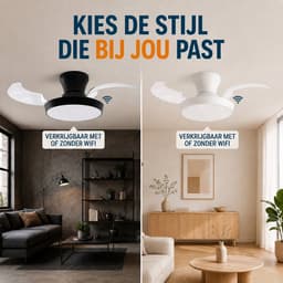 Evolar Smart Plafondventilator met Verlichting en WiFi - 71 cm -Stille Plafondlamp met Ventilator - Dimbaar Warm Wit Licht (LED) - EVO-CF3050BWW — thumbnail 4