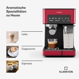 Espressomachine met Melkopschuimer - Koffiezetapparaat - Luxe Koffie Maken - 20 Bar Pompdruk - 1.8 Liter Tank - Rood — thumbnail 5