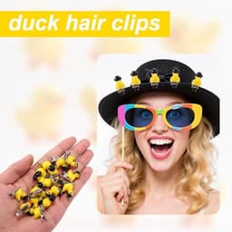 30 stuks eendenhaarspelden, eend van hars met hoedclips, kleine schattige en stijlvolle gele haarspeld voor dagelijks gebruik, schoolfeesten, muziekfestivals en carnavalshaarversieringen — thumbnail 3