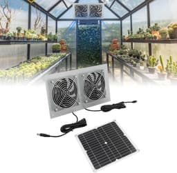 Zonnepaneel Ventilator - Zonne Ventilator - Ventilatie Kippenhok - 15W Hoge Efficiëntie - 33x33x5 cm - Zwart — thumbnail 2