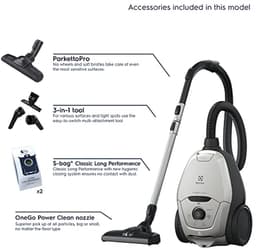 Stofzuiger met zak - Cilinderstofzuiger - Efficiënt schoonmaken - Extra stil 57 dB - 35 Liter inhoud - Grijs — thumbnail 3