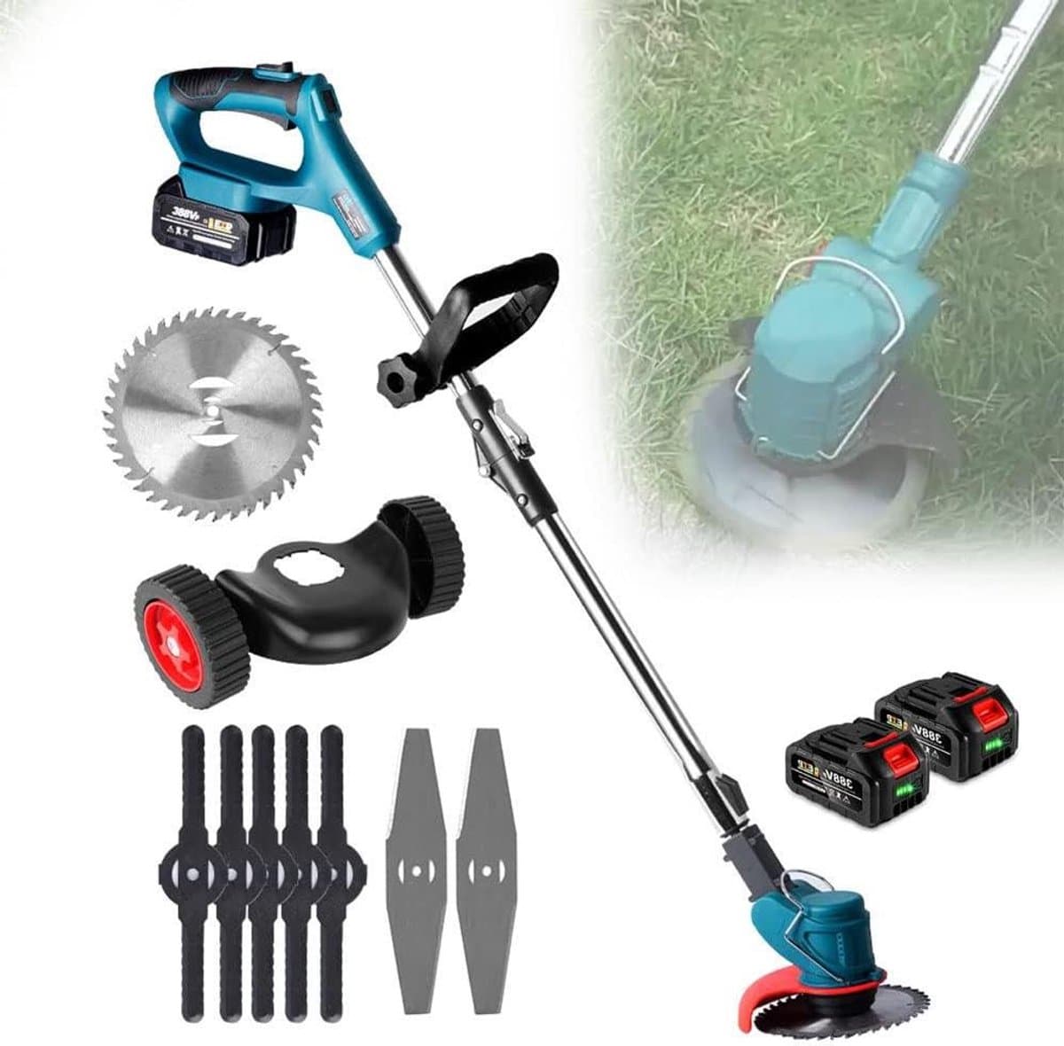 Elektrische Grasmaaier - Draadloze Maaier - Tuinonderhoud - Opvouwbaar Ontwerp - 23 cm Snijbreedte - Zwart — afbeelding 1
