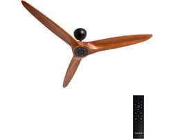 CREATE - Stille plafondventilator 100% hout 40W (Ø132cm) - Geen licht - Afstandsbediening - 6 snelheden - Programmeermogelijkheid - WIND CENTURY — afbeelding 1