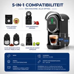 Koffiecupmachine 5-in-1 met LED Display - Capsule Koffiemachine Warm & Koud Zwart — thumbnail 5