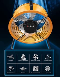 Metalen Vloerventilator - Krachtige Ventilator - Ruimte Koelen - 4 Snelheden Verstelbaar - 20 Inch - Zwart — thumbnail 3