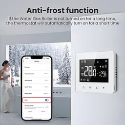 Slimme Thermostaat - Wifi Thermostaat Digitale Regelaar - Temperatuur Regelen - Afstandsbediening via Smartphone - 8.6 x 8.6 cm - Wit — thumbnail 3