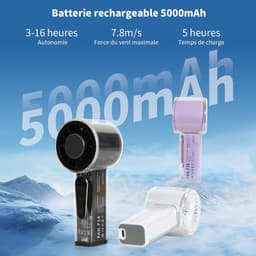 Draagbare zakventilator met ingebouwde koeler, 5000mAh-batterij, led-scherm, krachtige turbofunctie en transparante behuizing. Ideaal voor op reis, de zomer, concerten en buitenactiviteiten. — thumbnail 3
