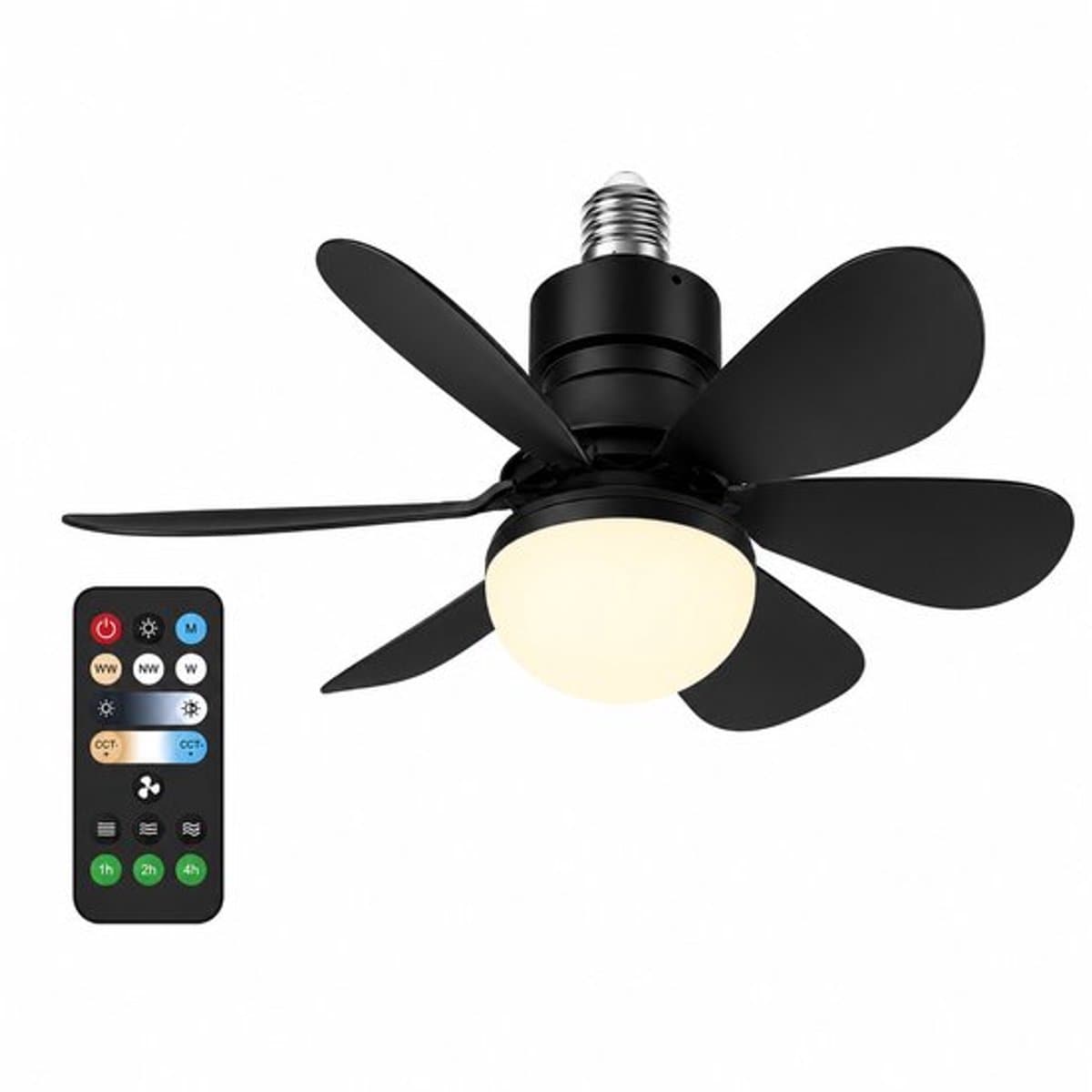 North Collective AirFlow - Plafond Ventilator Verlichting E27 - LED Ventilatorlamp met Afstandsbediening - 3 Snelheden - 52 cm - Zwart — afbeelding 1
