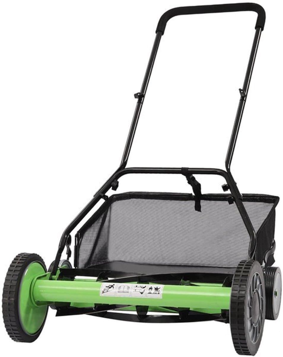 Handgrasmaaier – Handmaaier – Kooimesmaaier – Duwgrasmaaier – Gazonmaaier – 50,8 cm Maaibreedte – 9 Instelbare Maaihoogtes – 65-Mangaan Stalen Messen – Met Opvangzak – Groen — afbeelding 1