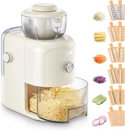 Elektrische Rasp - Keukenmachine Hakker - Maaltijden Bereiden - 6 Snelwissel Messen - 1.8L Container - Beige — thumbnail 1