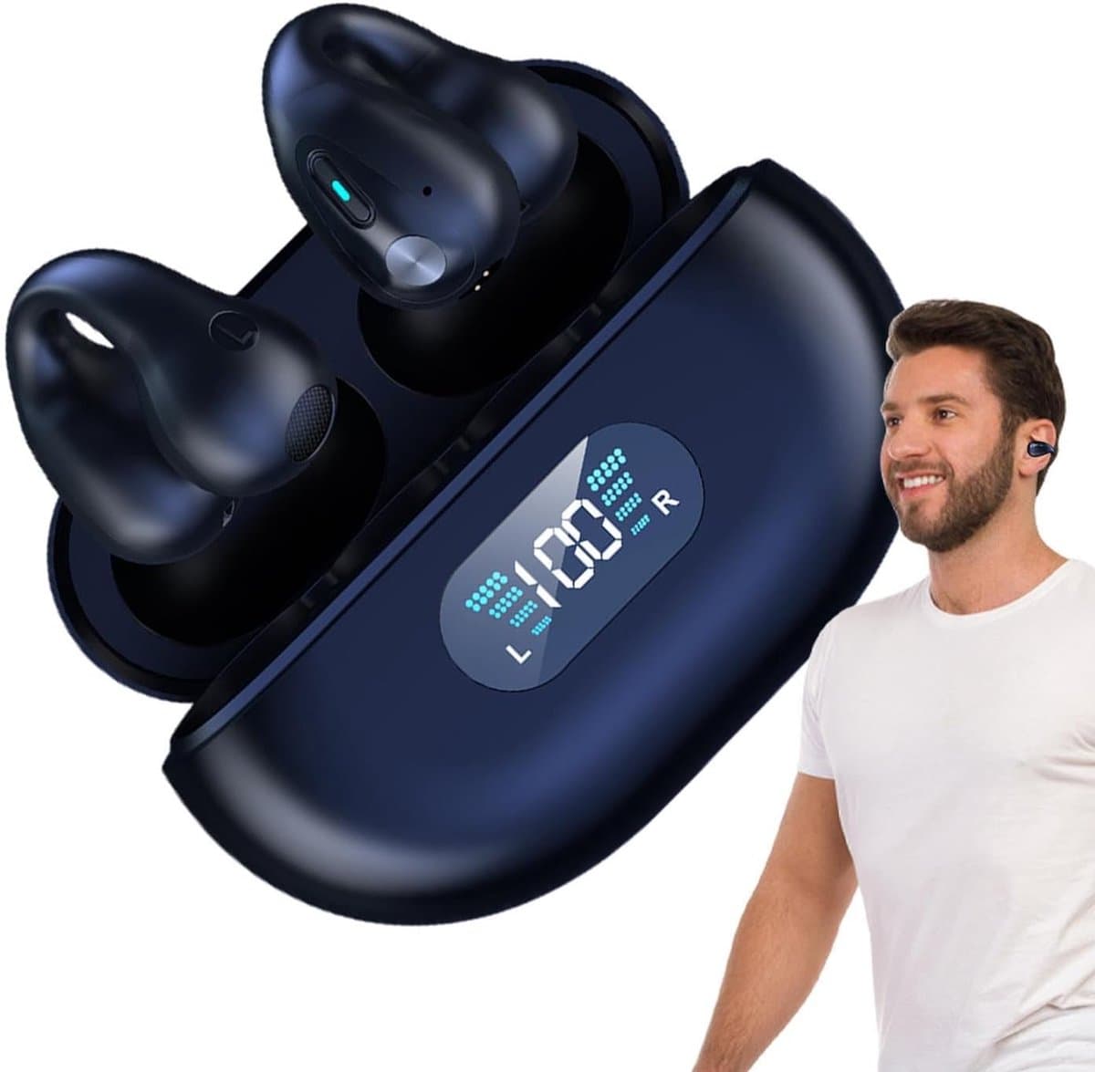 AI Translator Oordopjes Ruisonderdrukkende Headset | AI Vertaling Oordopjes Draadloze Real Time Taal Vertaler Muziek Over-Ear Voor Reizen Zakelijk, 144 Talen - blauw — afbeelding 1