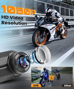 Mini-dashcam motorfiets 1080p HD - waterdicht - 110° groothoek - verbinding met mobiele app - ShopVlot — thumbnail 5