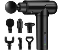 Massagepistool voor diep weefsel, rug- en nekmassageapparaat voor verlichting van pijn in het diepe weefsel, elektrisch spiermassagepistool voor de rug, handmassageapparaat, zwart