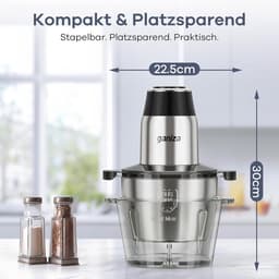 Elektrische hakmolen - Keukenmachine hakker - Ingrediënten verwerken - Twee snelheden dubbele messen - 2x 1.8 liter kommen - Zwart — thumbnail 3